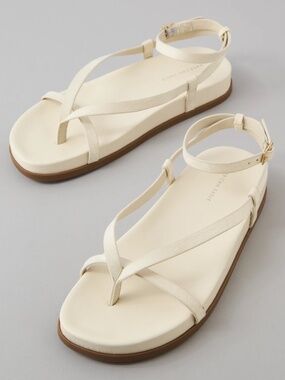 AE Skinny Strap Sandal: Cream , Beige, off white